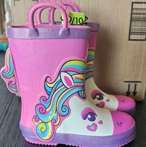 Unicorn Kids Rain Boots - Pink and Purple